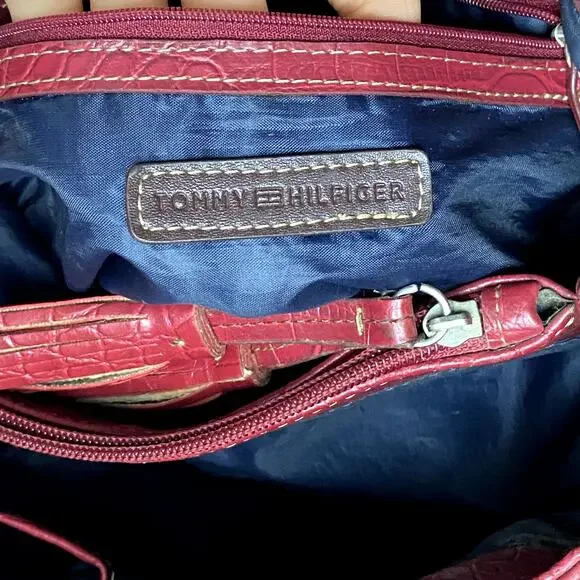 y2k red leather shoulder bag croc embossed studded mcbling grunge vintage - Picture 8 of 16